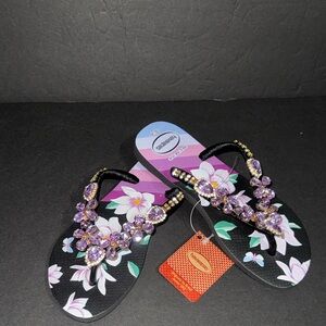 Havaianas (Brazilian Flip-Flops) w/ Fashion Stones Appliqué